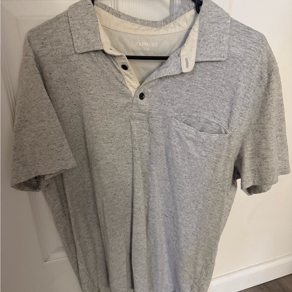 Express Men's Heather Gray Polo Shirt